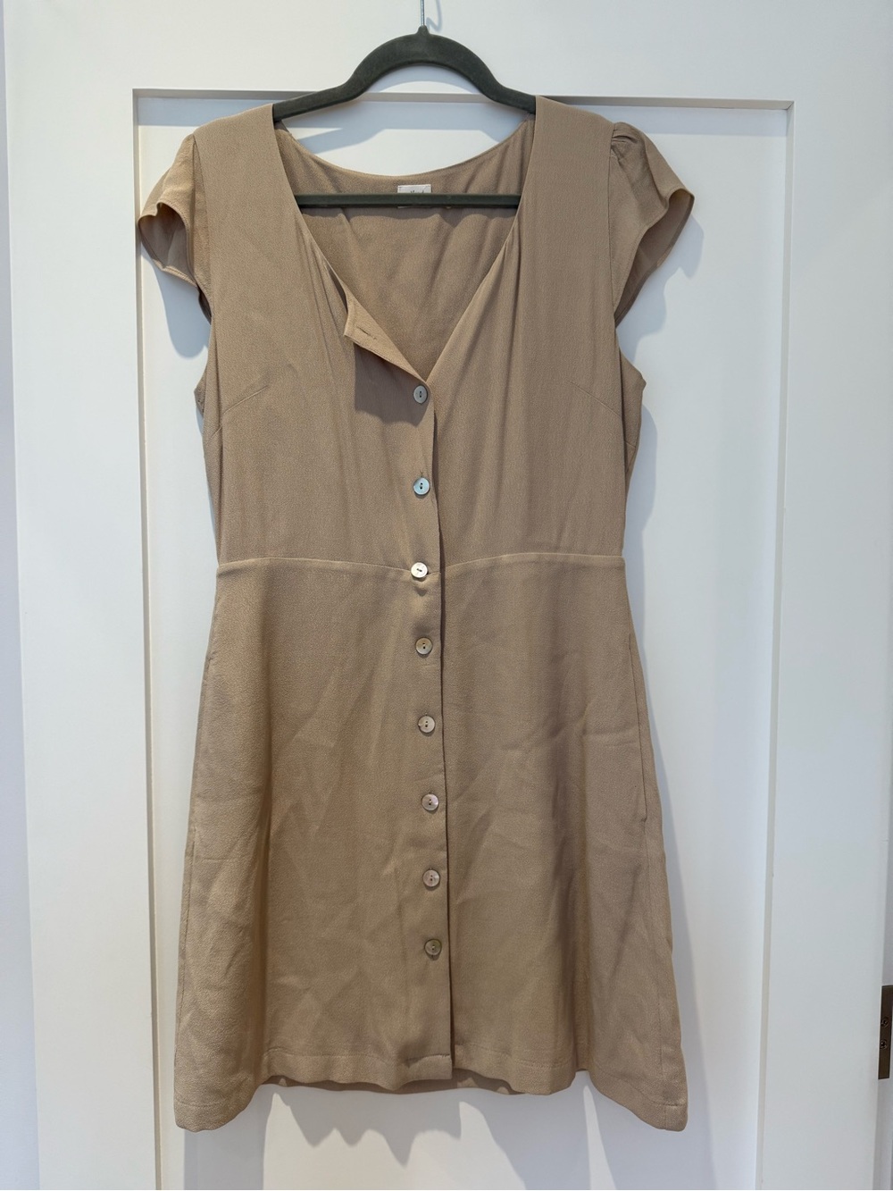 Wilfred Tan Button-Front Mini Dress